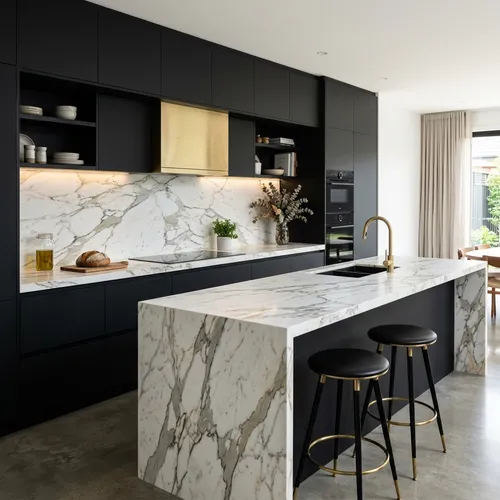 Cuisine Moderne en Marbre Blanc